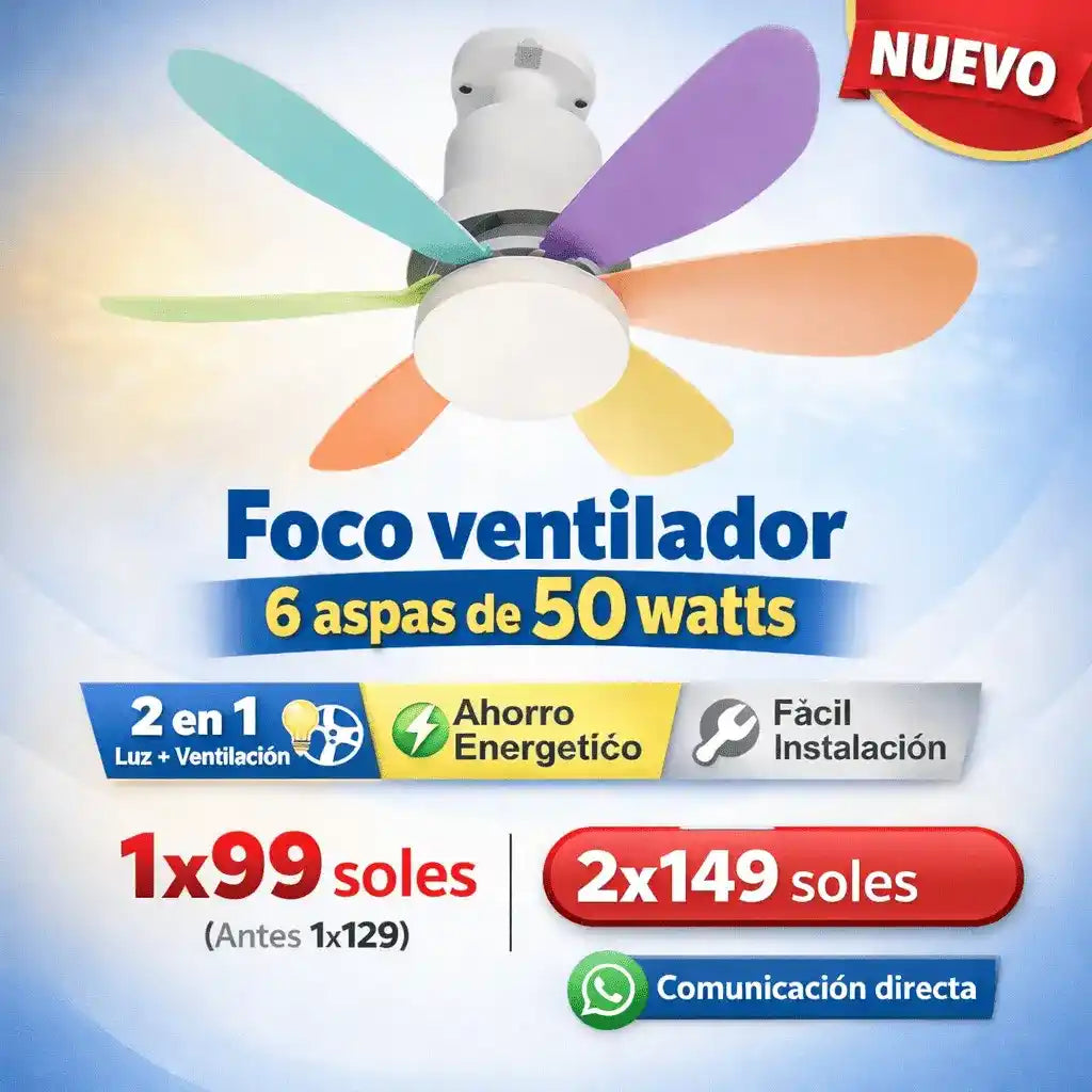 Foco Ventilador de 6 Aspas 50 Watts
