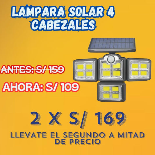 Lampara Solar 4 cabezales