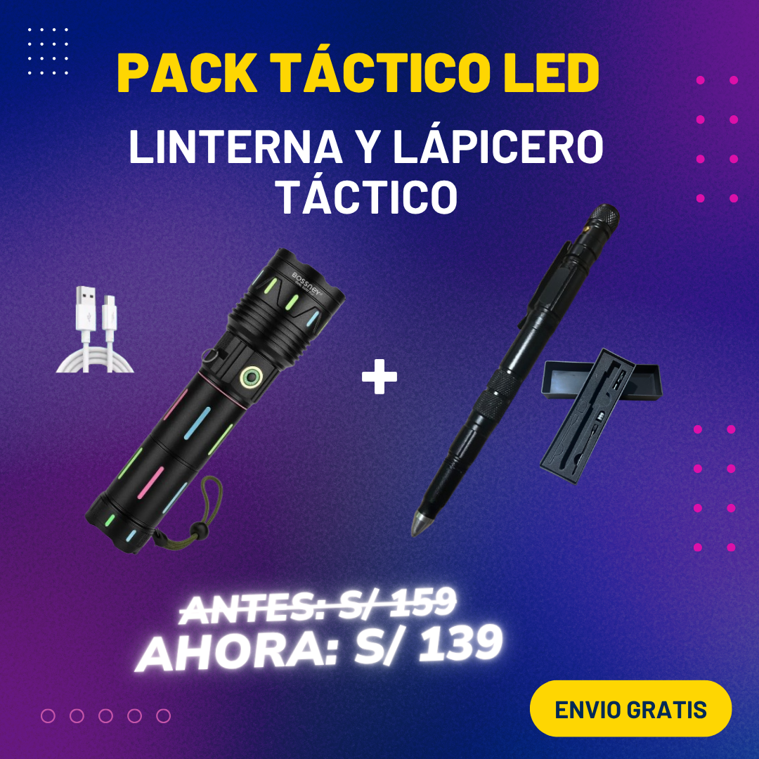 Pack táctico linterna y lápicero